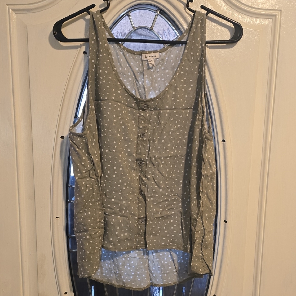 love, Fire Green Polka Dot Sleeveless Blouse